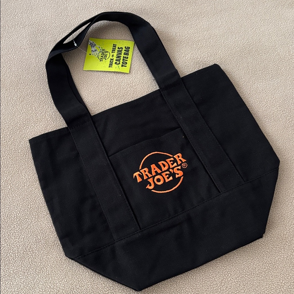 Trader Joe's Black mini Canvas Tote Bag NWT